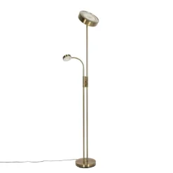 Vloerlamp brons incl. LED en dimmer met leeslamp - Kelso