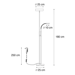 Vloerlamp brons incl. LED en dimmer met leeslamp - Kelso