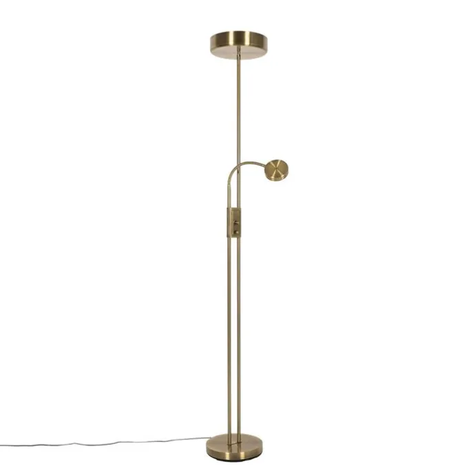 Vloerlamp brons incl. LED en dimmer met leeslamp - Kelso