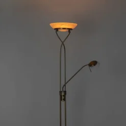 Vloerlamp brons incl. LED en dimmer met leeslamp - Empoli