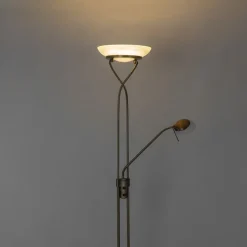 Vloerlamp brons incl. LED en dimmer met leeslamp - Empoli