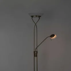 Vloerlamp brons incl. LED en dimmer met leeslamp - Empoli