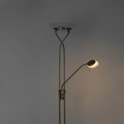 Vloerlamp brons incl. LED en dimmer met leeslamp - Empoli