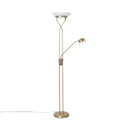 Vloerlamp brons incl. LED en dimmer met leeslamp - Empoli