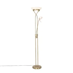 Vloerlamp brons incl. LED en dimmer met leeslamp - Empoli