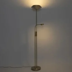 Vloerlamp brons incl. LED en dimmer met leeslamp - Fez