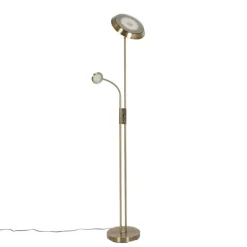 Vloerlamp brons incl. LED en dimmer met leeslamp - Fez