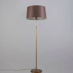 Vloerlamp brons met bruine kap 45 cm verstelbaar - Parte