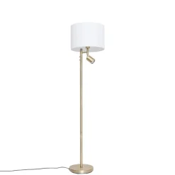 Vloerlamp brons met kap wit en leeslamp - Jelena