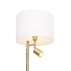 Vloerlamp brons met kap wit en leeslamp - Jelena