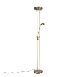 Vloerlamp brons met leeslamp incl. LED en dimmer - Diva 2
