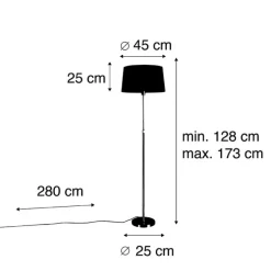 Vloerlamp brons met linnen kap wit 45 cm verstelbaar - Parte