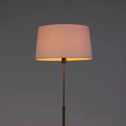 Vloerlamp brons met linnen kap wit 45 cm verstelbaar - Parte