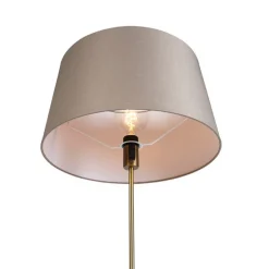 Vloerlamp brons met linnen kap taupe 45 cm verstelbaar - Parte