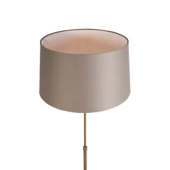 Vloerlamp brons met linnen kap taupe 45 cm verstelbaar - Parte