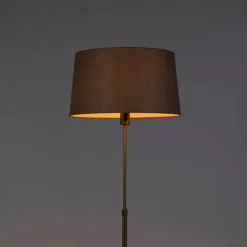 Vloerlamp brons met linnen kap taupe 45 cm verstelbaar - Parte