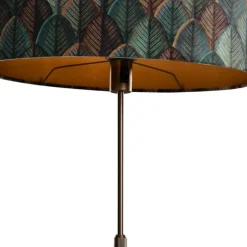 Vloerlamp brons met ovale velours kap blad design 50cm - Parte