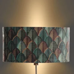 Vloerlamp brons met ovale velours kap blad design 50cm - Parte