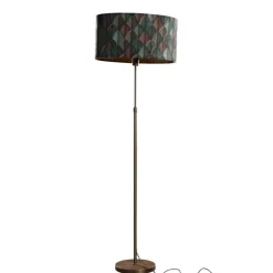 Vloerlamp brons met ovale velours kap blad design 50cm - Parte