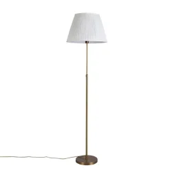 Vloerlamp brons met plisse kap crème 45 cm verstelbaar - Parte