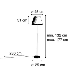Vloerlamp brons met plisse kap crème 45 cm verstelbaar - Parte