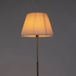 Vloerlamp brons met plisse kap crème 45 cm verstelbaar - Parte