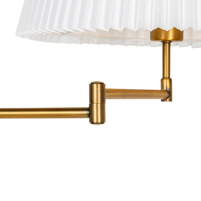 Vloerlamp brons met wit plisse kap en verstelbare arm - Ladas Deluxe