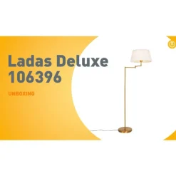 Vloerlamp brons met wit plisse kap en verstelbare arm - Ladas Deluxe