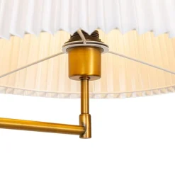 Vloerlamp brons met wit plisse kap en verstelbare arm - Ladas Deluxe