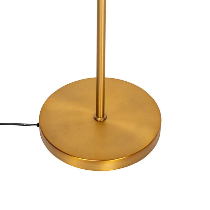 Vloerlamp brons met wit plisse kap en verstelbare arm - Ladas Deluxe