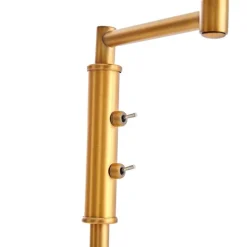 Vloerlamp brons met witte kap en verstelbare leeslamp - Ladas