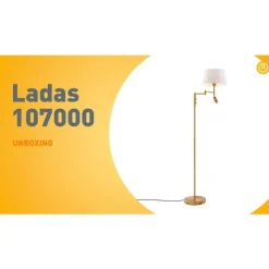 Vloerlamp brons met witte kap en verstelbare leeslamp - Ladas