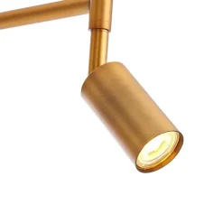 Vloerlamp brons met witte kap en verstelbare leeslamp - Ladas