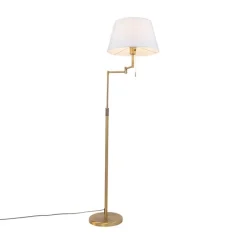 Vloerlamp brons met witte kap en verstelbare arm - Ladas Deluxe