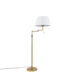 Vloerlamp brons met witte kap en verstelbare arm - Ladas Deluxe