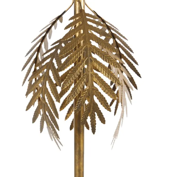 Vloerlamp goud 145 cm met katoenen kap zwart 50 cm - Botanica