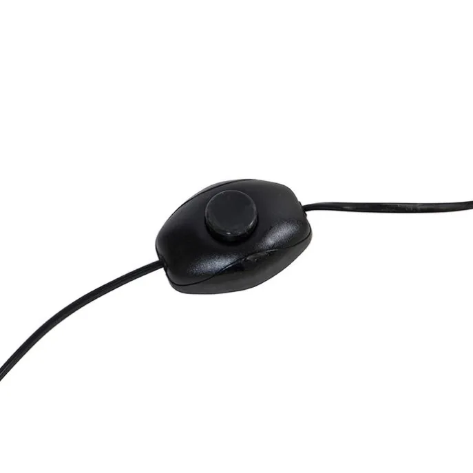 Vloerlamp goud 145 cm met katoenen kap zwart 50 cm - Botanica