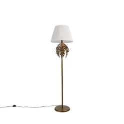Vloerlamp goud 145 cm met plisse kap wit 45 cm - Botanica
