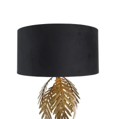 Vloerlamp goud 145 cm met zwarte velours kap 50 cm - Botanica