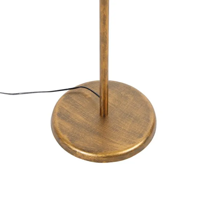 Vloerlamp goud 145 cm met zwarte velours kap 50 cm - Botanica