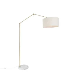Vloerlamp goud met kap lichtgrijs 50 cm verstelbaar - Editor