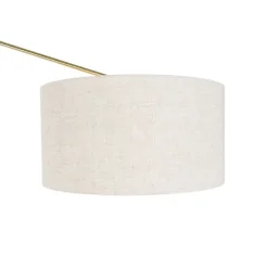 Vloerlamp goud met kap lichtgrijs 50 cm verstelbaar - Editor