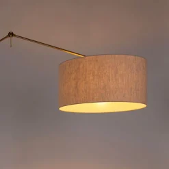 Vloerlamp goud met kap lichtgrijs 50 cm verstelbaar - Editor