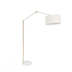 Vloerlamp goud met kap lichtgrijs 50 cm verstelbaar - Editor