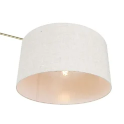 Vloerlamp goud met kap lichtgrijs 50 cm verstelbaar - Editor