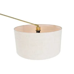 Vloerlamp goud met kap lichtgrijs 50 cm verstelbaar - Editor