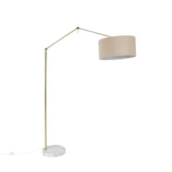 Vloerlamp goud met kap lichtbruin 50 cm verstelbaar - Editor
