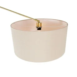 Vloerlamp goud met kap lichtbruin 50 cm verstelbaar - Editor