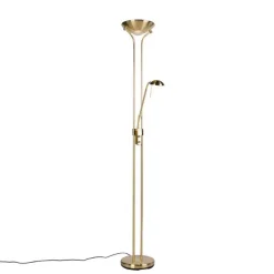 Vloerlamp goud met leeslamp incl. LED en dimmer - Diva 2