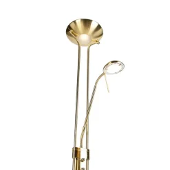 Vloerlamp goud met leeslamp incl. LED en dimmer - Diva 2